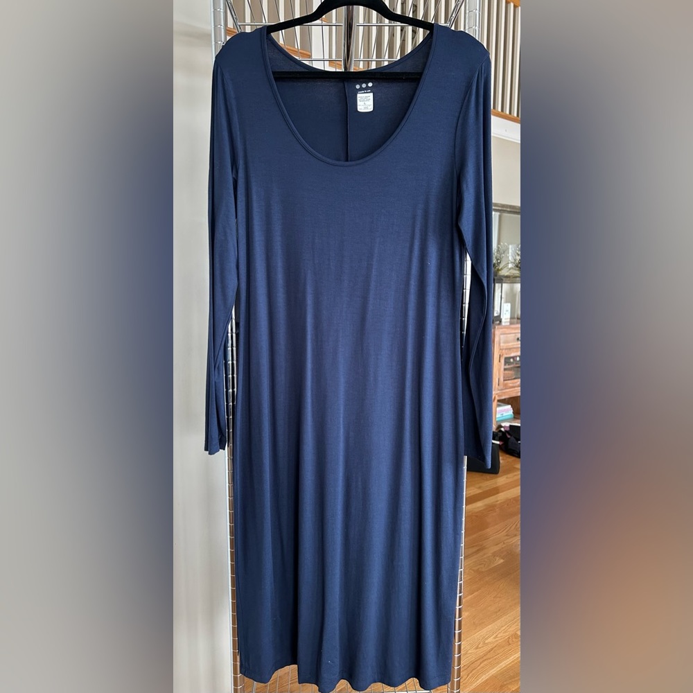 Made In USA Navy Blue long sleeve T-shirt dress.
